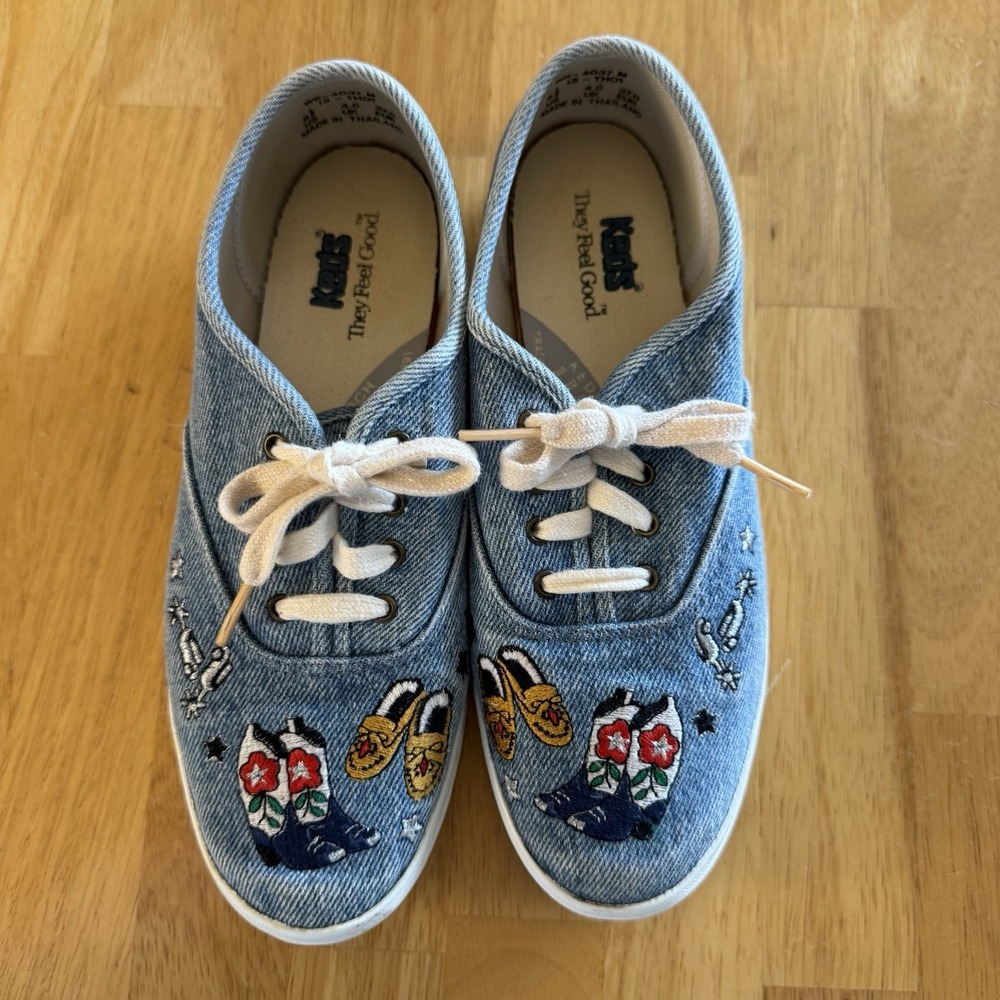 Keds Vintage Western Denim Shoes Women's 6.5 Colorful Quirky Equestrian - Picture 5 of 6